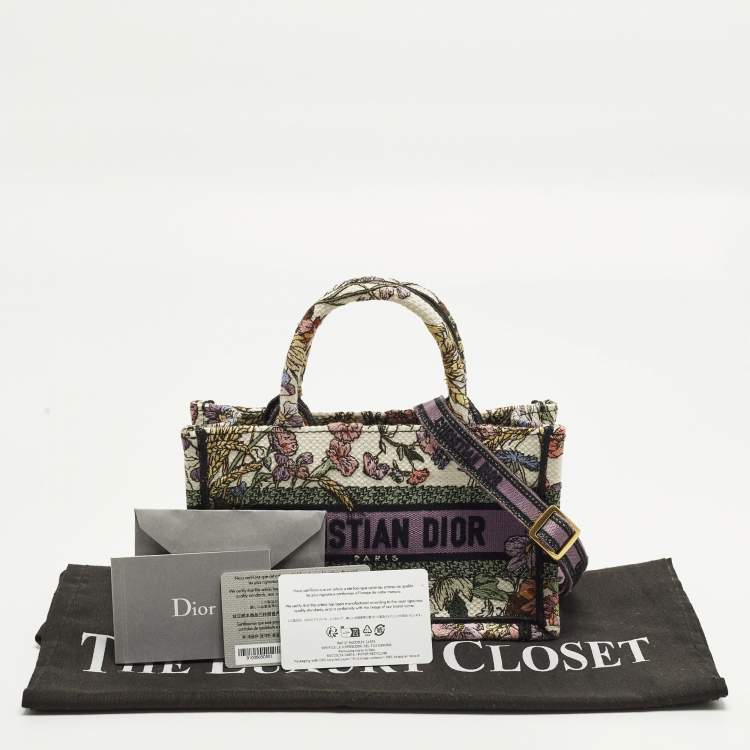 Pre Owned Dior Book Mini Multicolor Florilegio Embroidered Canvas Tote