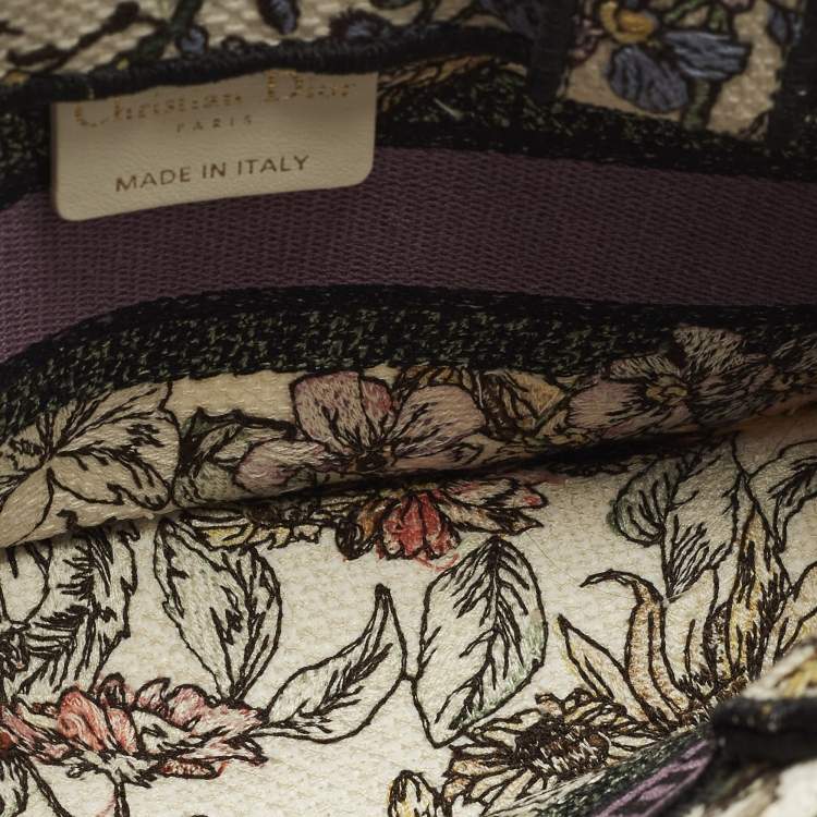 Pre Owned Dior Book Mini Multicolor Florilegio Embroidered Canvas Tote