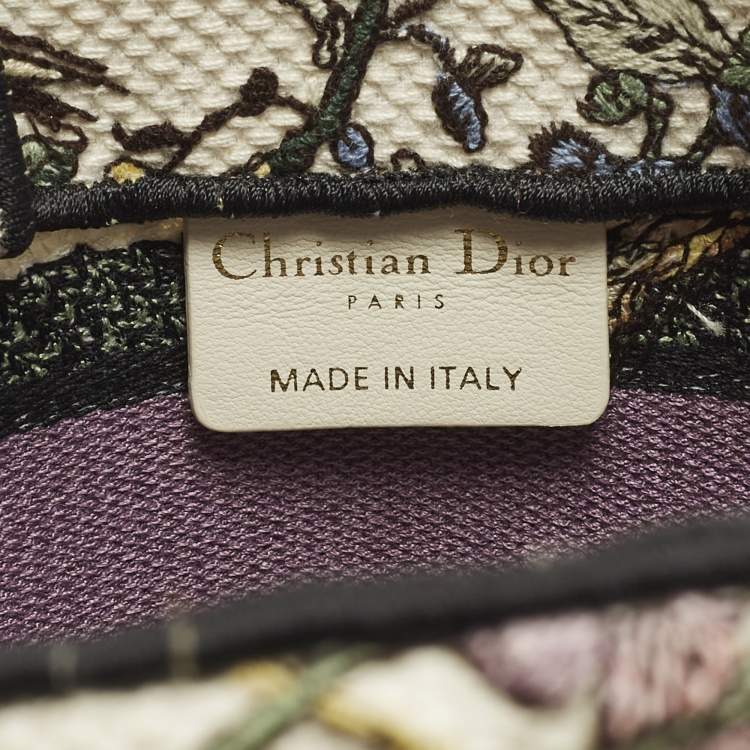 Pre Owned Dior Book Mini Multicolor Florilegio Embroidered Canvas Tote