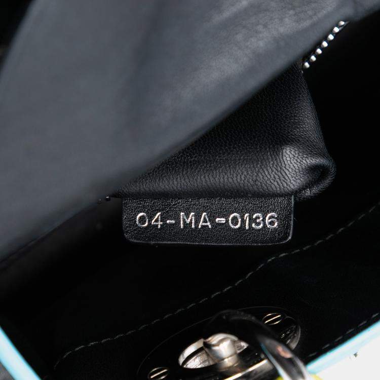 Pre Owned Dior Black Mini Lambskin 3D Floral Embroidered Lady Dior