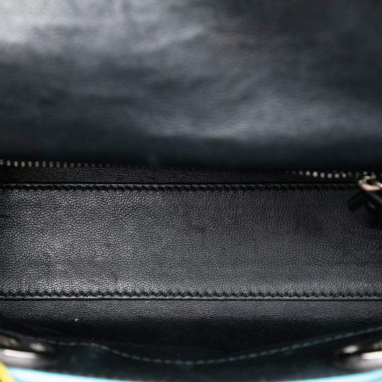 Pre Owned Dior Black Mini Lambskin 3D Floral Embroidered Lady Dior