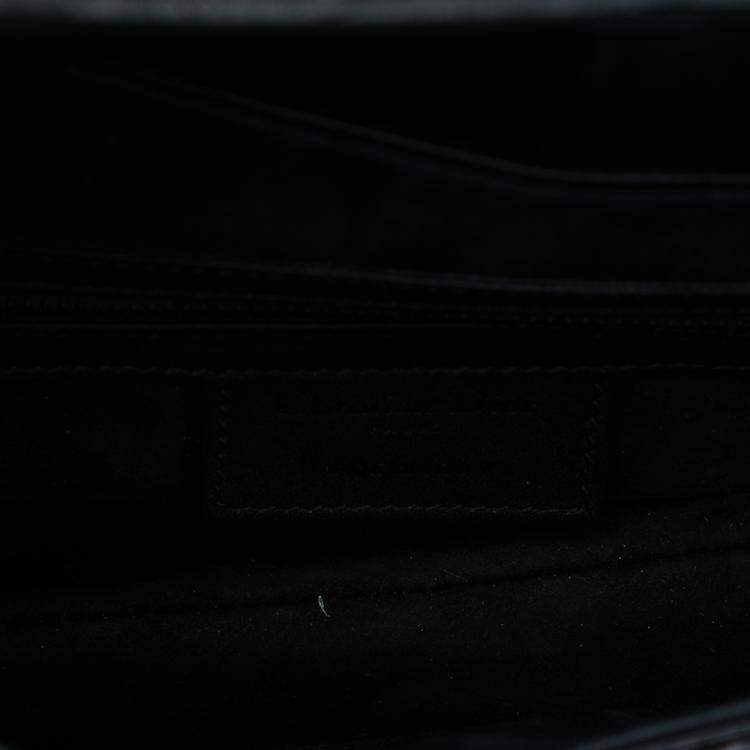 Pre Owned Dior Black Oblique Embossed Calfskin Saddle Bag