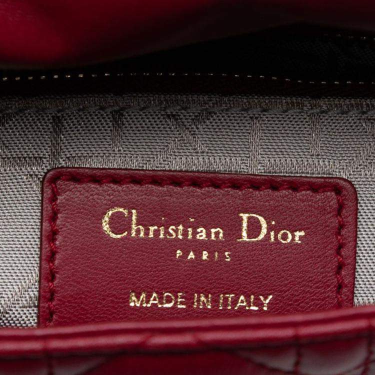 Pre Owned Dior Red Mini Lambskin Cannage Lady Dior