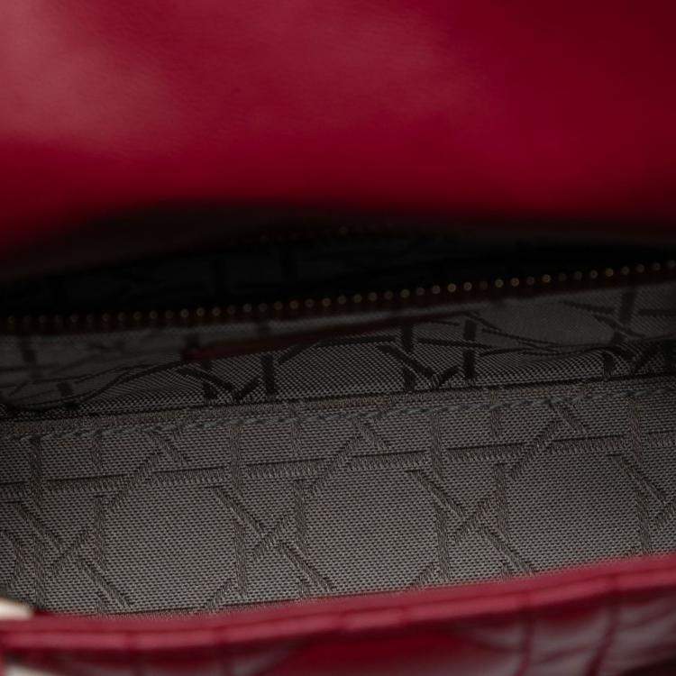Pre Owned Dior Red Mini Lambskin Cannage Lady Dior