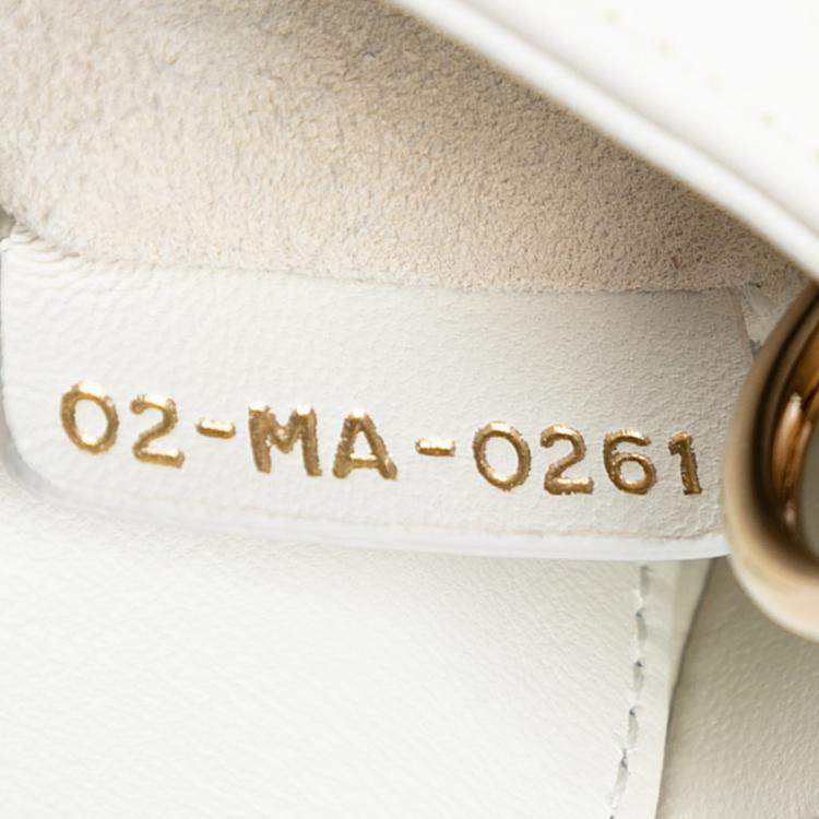 Pre Owned Dior White Micro Lambskin Cannage Pearl Lady Dior