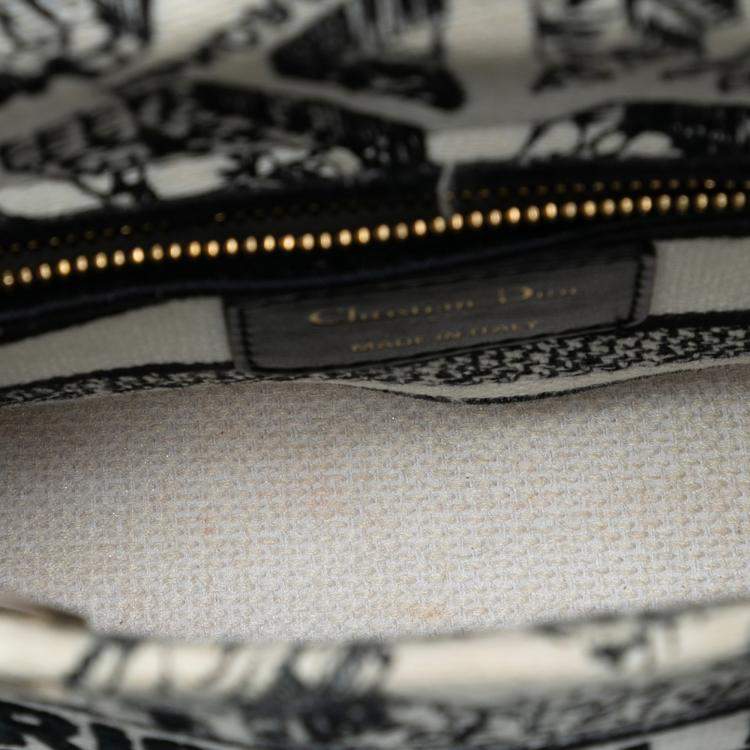Pre Owned Dior White Mini Embroidered Canvas Plan de Paris Lady D Lite