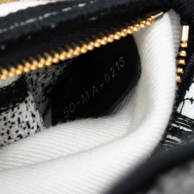 Pre Owned Dior Black White Mini Embroidered Canvas Plan de Paris Lady D Lite