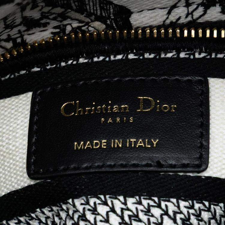 Pre Owned Dior Black White Mini Embroidered Canvas Plan de Paris Lady D Lite