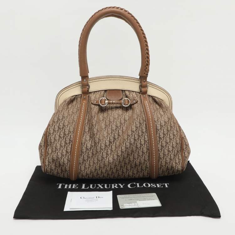 Pre Owned Dior My Dior Frame Beige Diorissimo Canvas Satchel