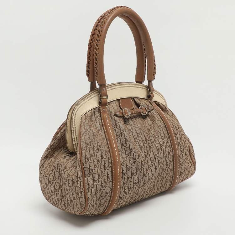 Pre Owned Dior My Dior Frame Beige Diorissimo Canvas Satchel