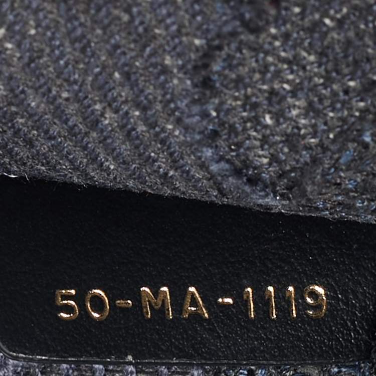 Pre Owned Dior Book Mini Navy Blue Embroidered Logo Canvas Tote