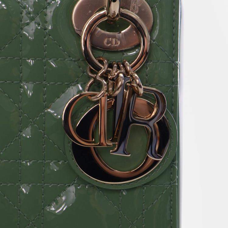 Pre Owned Dior Green Mini Patent Cannage Lady Dior