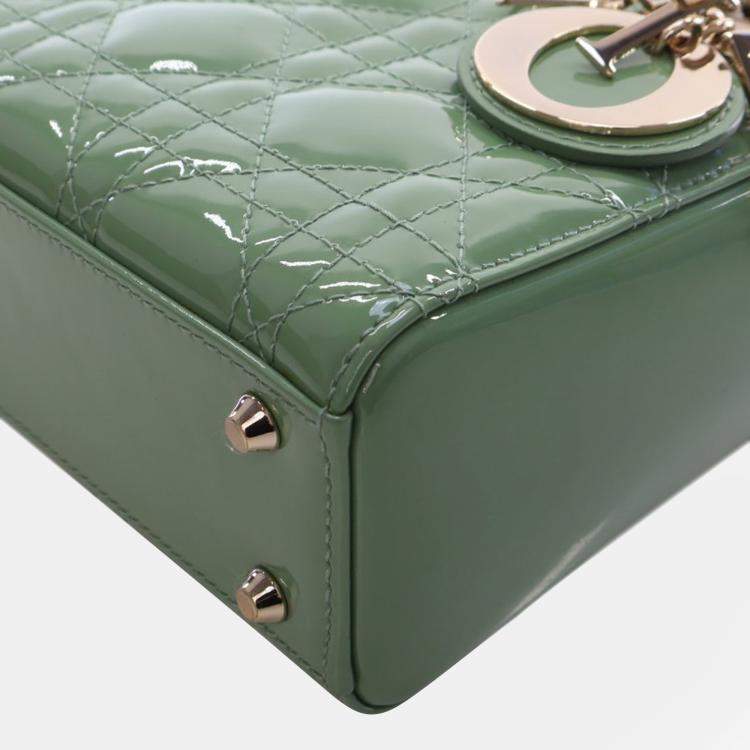Pre Owned Dior Green Mini Patent Cannage Lady Dior