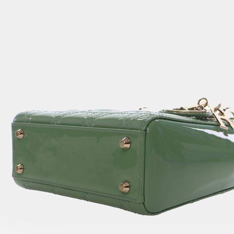 Pre Owned Dior Green Mini Patent Cannage Lady Dior