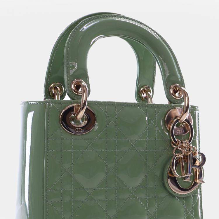 Pre Owned Dior Green Mini Patent Cannage Lady Dior