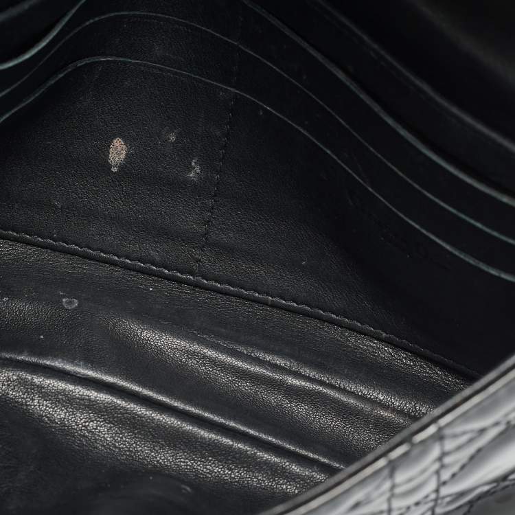 Pre Owned Dior Miss Dior Promenade Black Cannage Patent Leather Chain Crossbody Bag