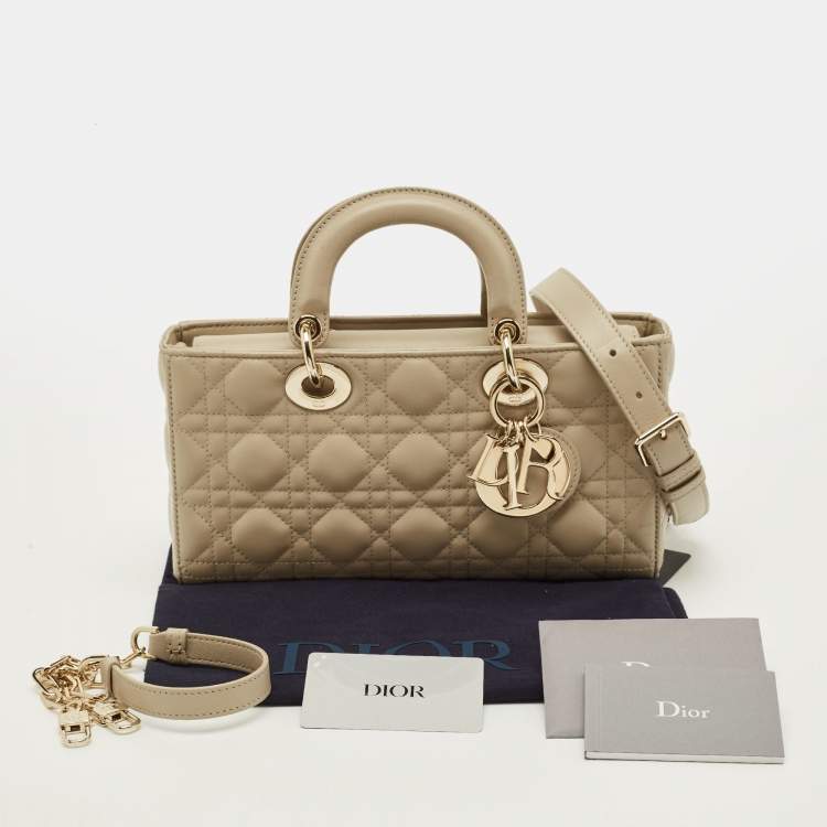 Pre Owned Dior Lady D-Joy Medium Beige Cannage Leather Tote