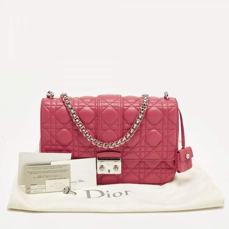 Pre Owned Dior Miss Dior Medium Hot Pink Cannage Leather Shoulder Bag