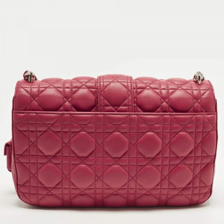 Pre Owned Dior Miss Dior Medium Hot Pink Cannage Leather Shoulder Bag