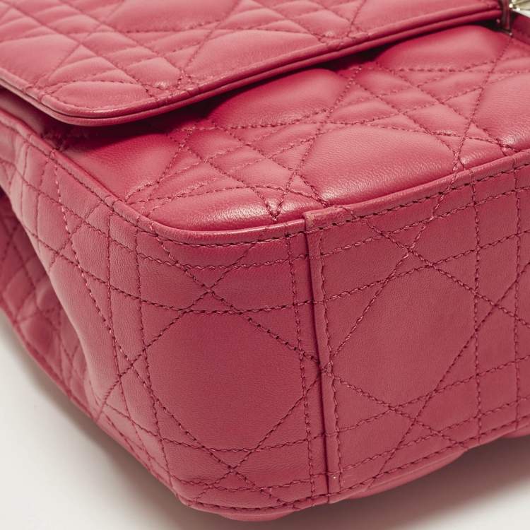 Pre Owned Dior Miss Dior Medium Hot Pink Cannage Leather Shoulder Bag