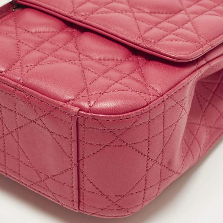 Pre Owned Dior Miss Dior Medium Hot Pink Cannage Leather Shoulder Bag