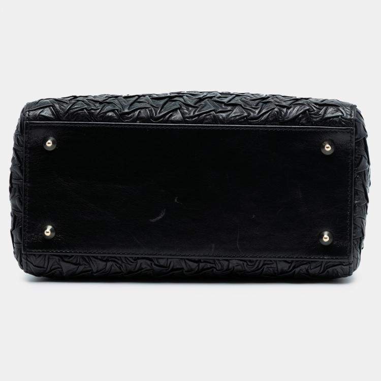 Pre Owned Dior Black Medium Wavy Crinkled Lambskin Lady Dior