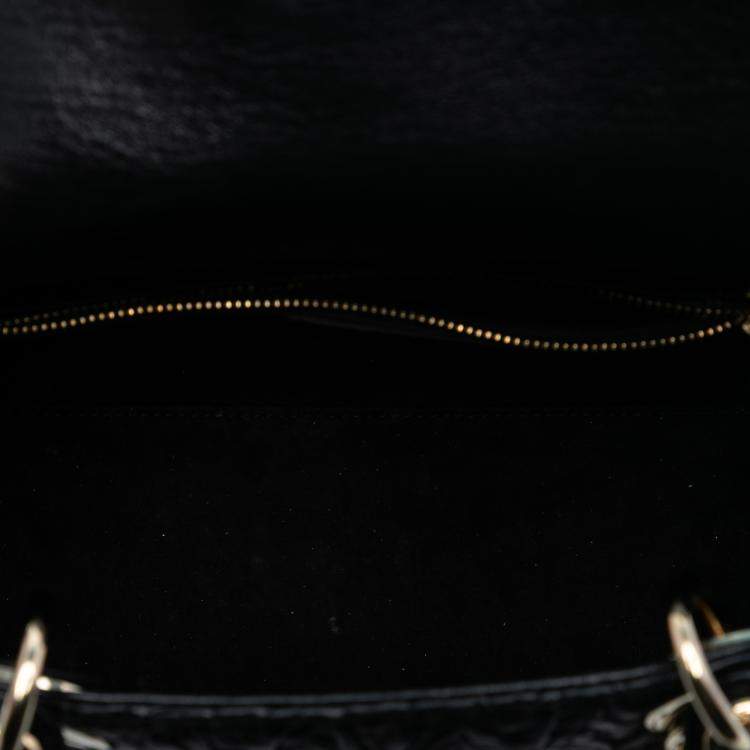 Pre Owned Dior Black Medium Wavy Crinkled Lambskin Lady Dior