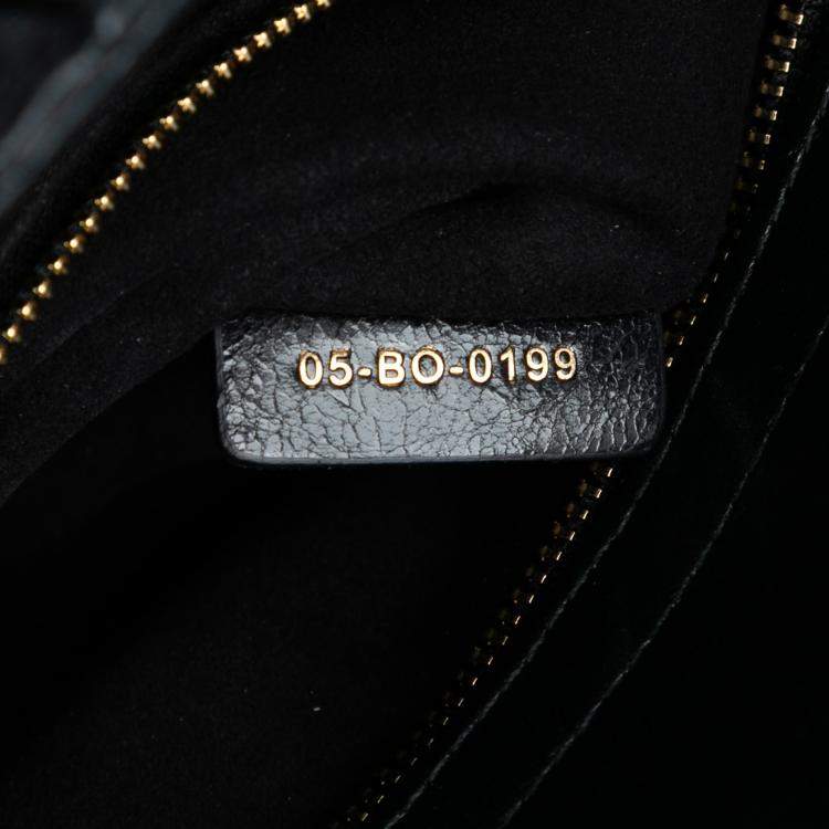 Pre Owned Dior Black Medium Wavy Crinkled Lambskin Lady Dior