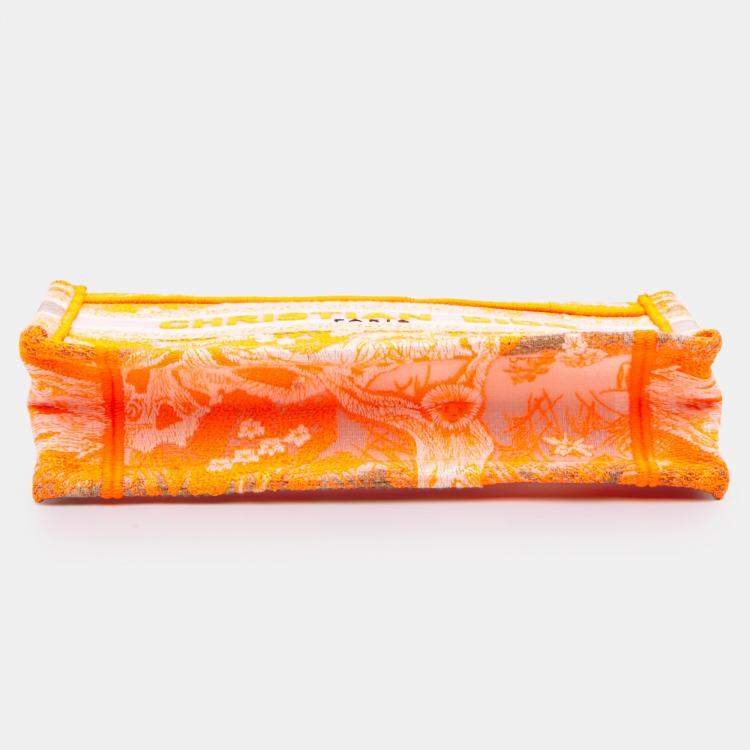 Pre Owned Dior Orange Mini Canvas Embroidered Dioriviera Toile De Jouy Book Tote