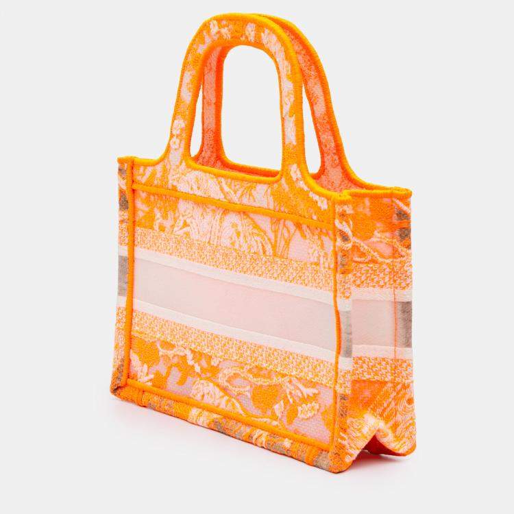 Pre Owned Dior Orange Mini Canvas Embroidered Dioriviera Toile De Jouy Book Tote