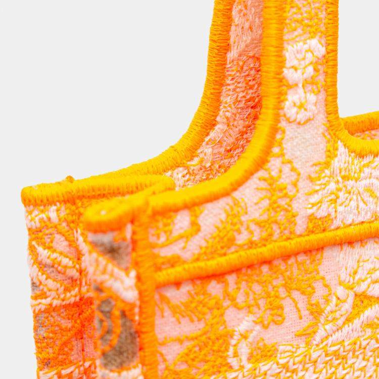 Pre Owned Dior Orange Mini Canvas Embroidered Dioriviera Toile De Jouy Book Tote