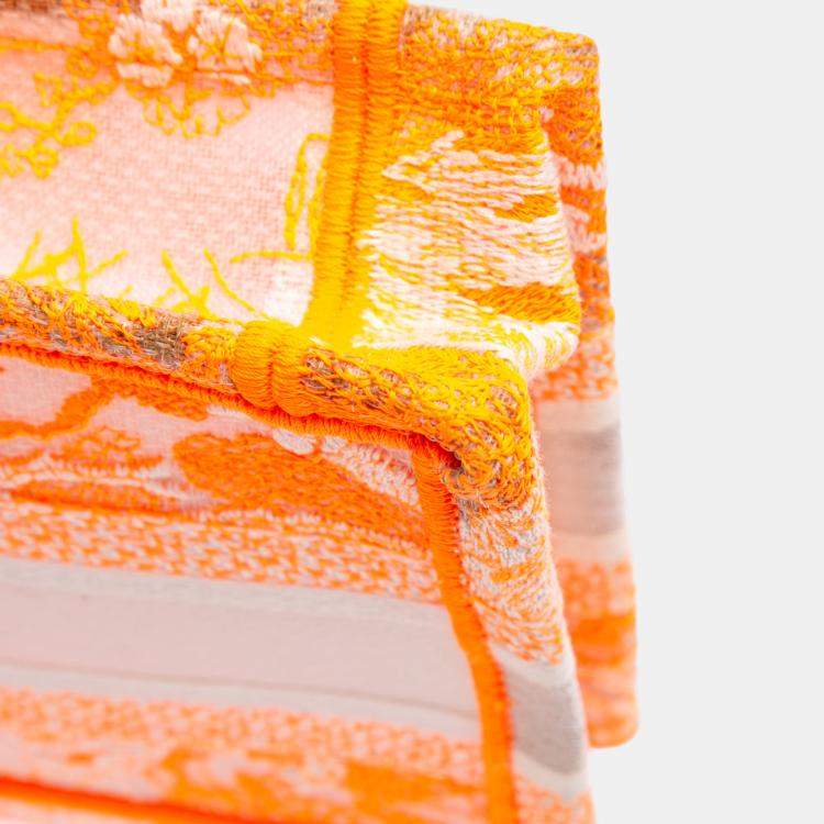 Pre Owned Dior Orange Mini Canvas Embroidered Dioriviera Toile De Jouy Book Tote