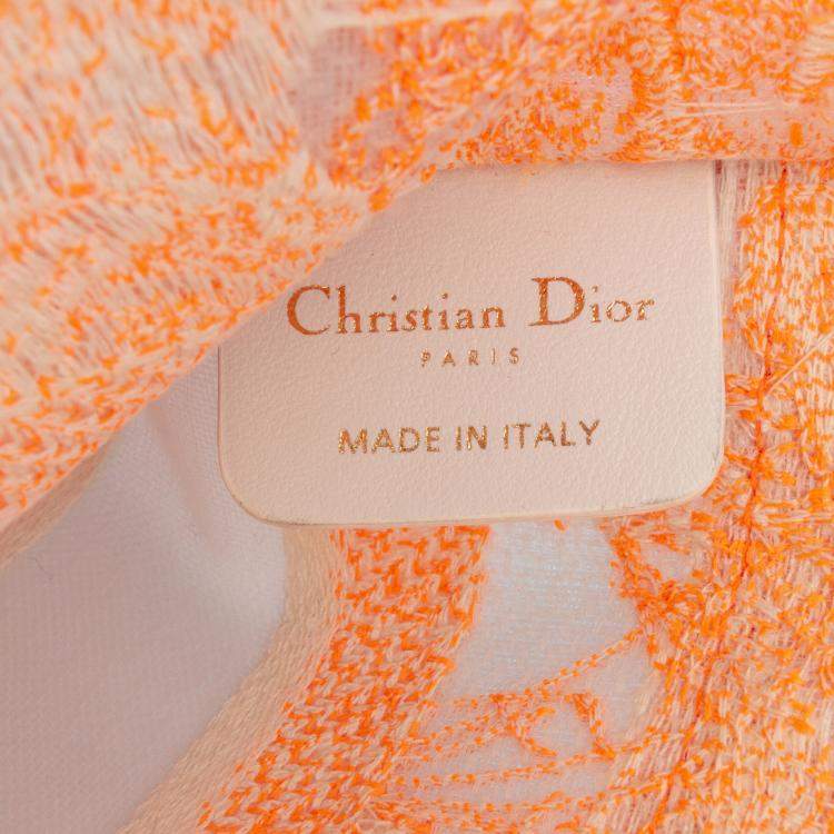 Pre Owned Dior Orange Mini Canvas Embroidered Dioriviera Toile De Jouy Book Tote