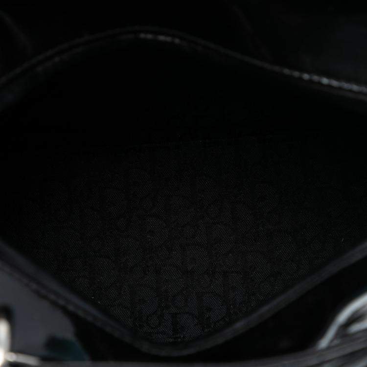 Pre Owned Dior Black Medium Patent Cannage Lady Dior