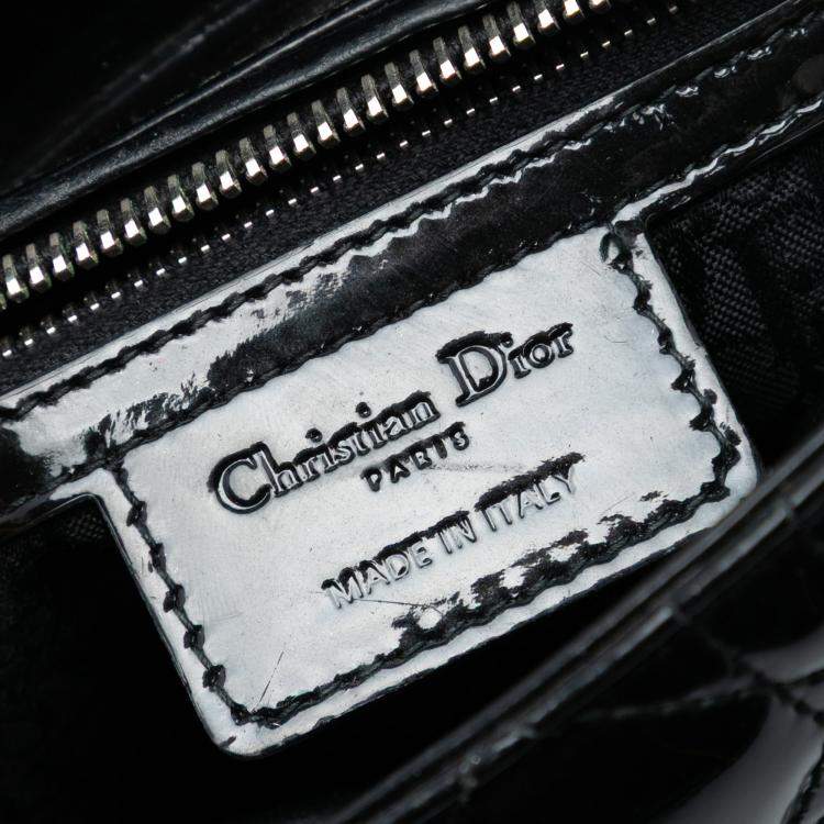 Pre Owned Dior Black Medium Patent Cannage Lady Dior