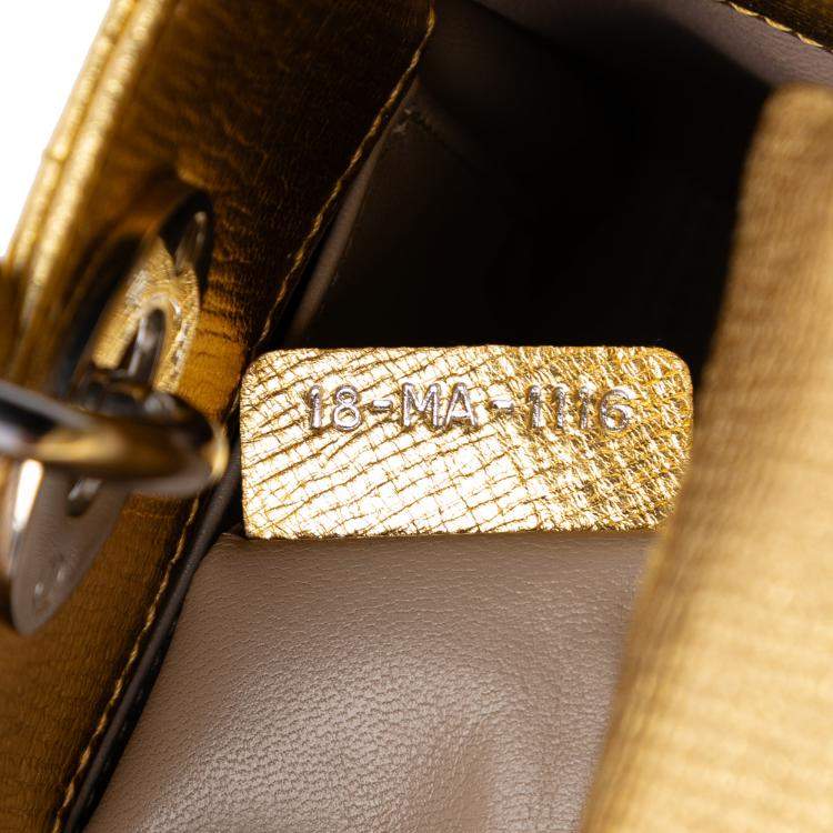 مملوكة مسبقًا Dior Gold Small Metallic Grained Calfskin Cannage My ABCDior Lady Dior
