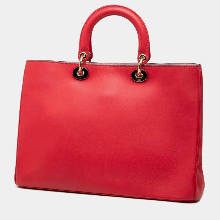 Pre Owned Dior Red Large Smooth Calfskin Diorissimo Satchel