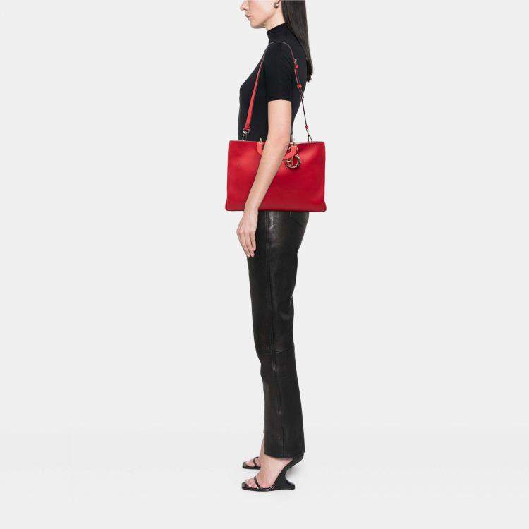 Pre Owned Dior Red Large Smooth Calfskin Diorissimo Satchel