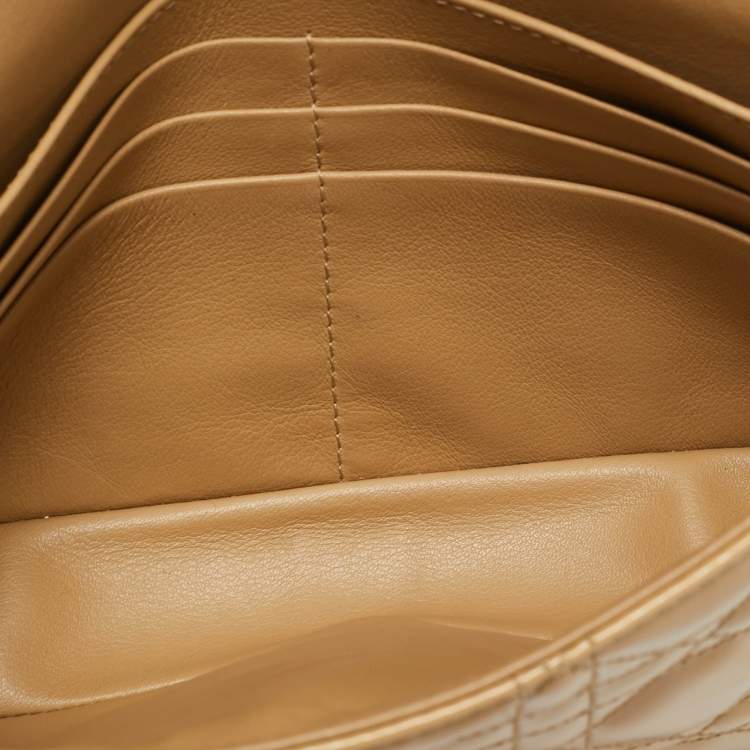 Pre Owned Dior Miss Dior Promenade Beige Cannage Patent Leather Chain Clutch