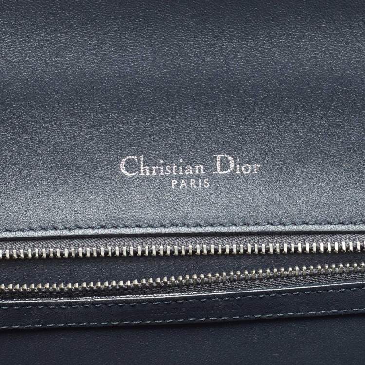 Pre Owned Dior Diorama Medium Grey Microcannage Patent Leather Shoulder Bag