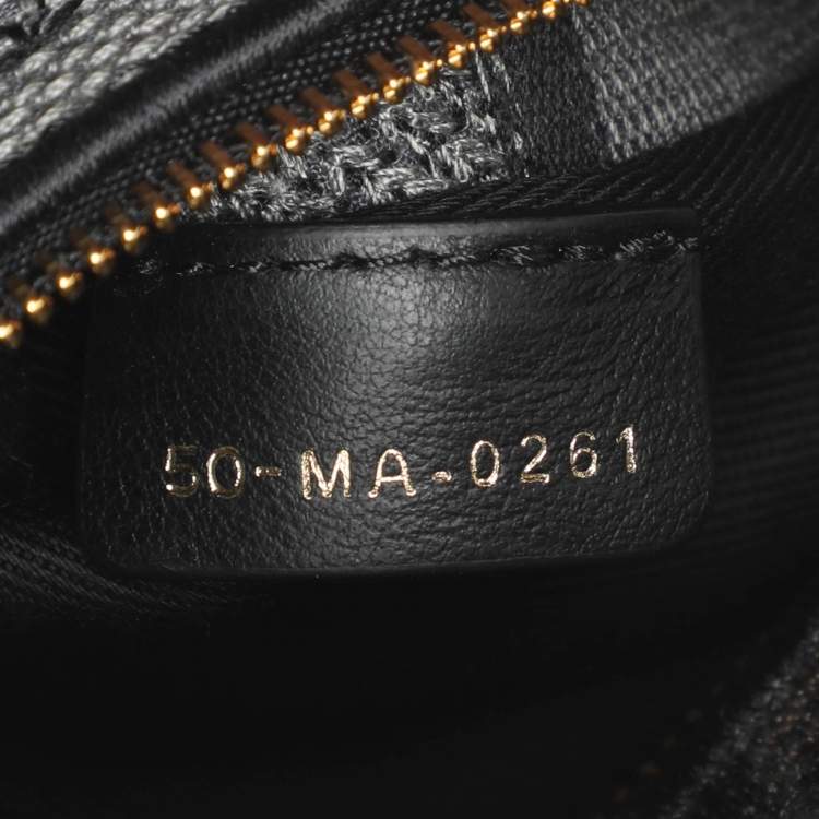 Pre Owned Dior Lady D-Lite Medium Grey Leopard Print Canvas Tote