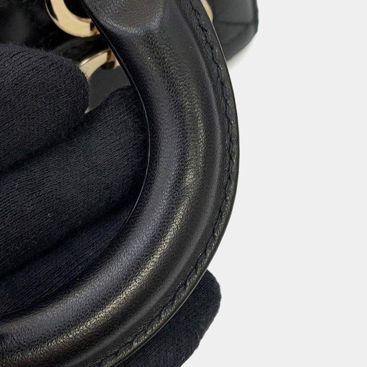 Pre Owned Dior Lady D-Joy Cannage 3-Way Bag Black Lambskin Size Micro