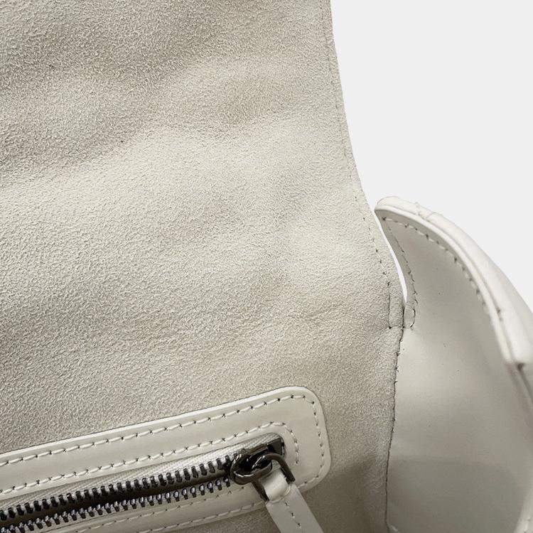 Pre Owned Dior Macrocannage Dior Camp Shoulder Bag White Leather Size Small