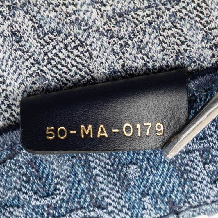 Pre Owned Dior Blue Large Oblique Denim Book Tote