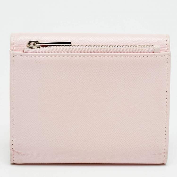 Pre Owned Dior Turn Me Light Pink Leather Trifold Wallet