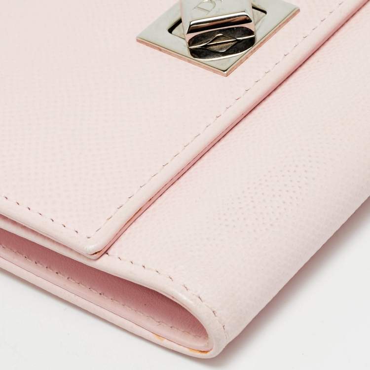 Pre Owned Dior Turn Me Light Pink Leather Trifold Wallet