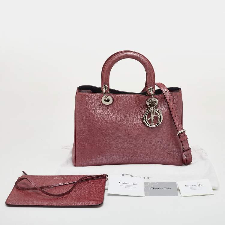 Pre Owned Dior Diorissimo Medium Burgundy Leather Tote