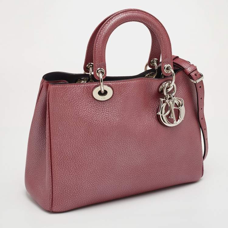 Pre Owned Dior Diorissimo Medium Burgundy Leather Tote