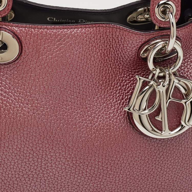Pre Owned Dior Diorissimo Medium Burgundy Leather Tote