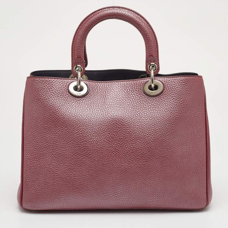 Pre Owned Dior Diorissimo Medium Burgundy Leather Tote